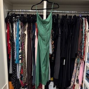 Zara Green Satin Midi Dress